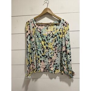 Loft Garden Smocked Cuff Square Neckline Blouse Medium Petite MP